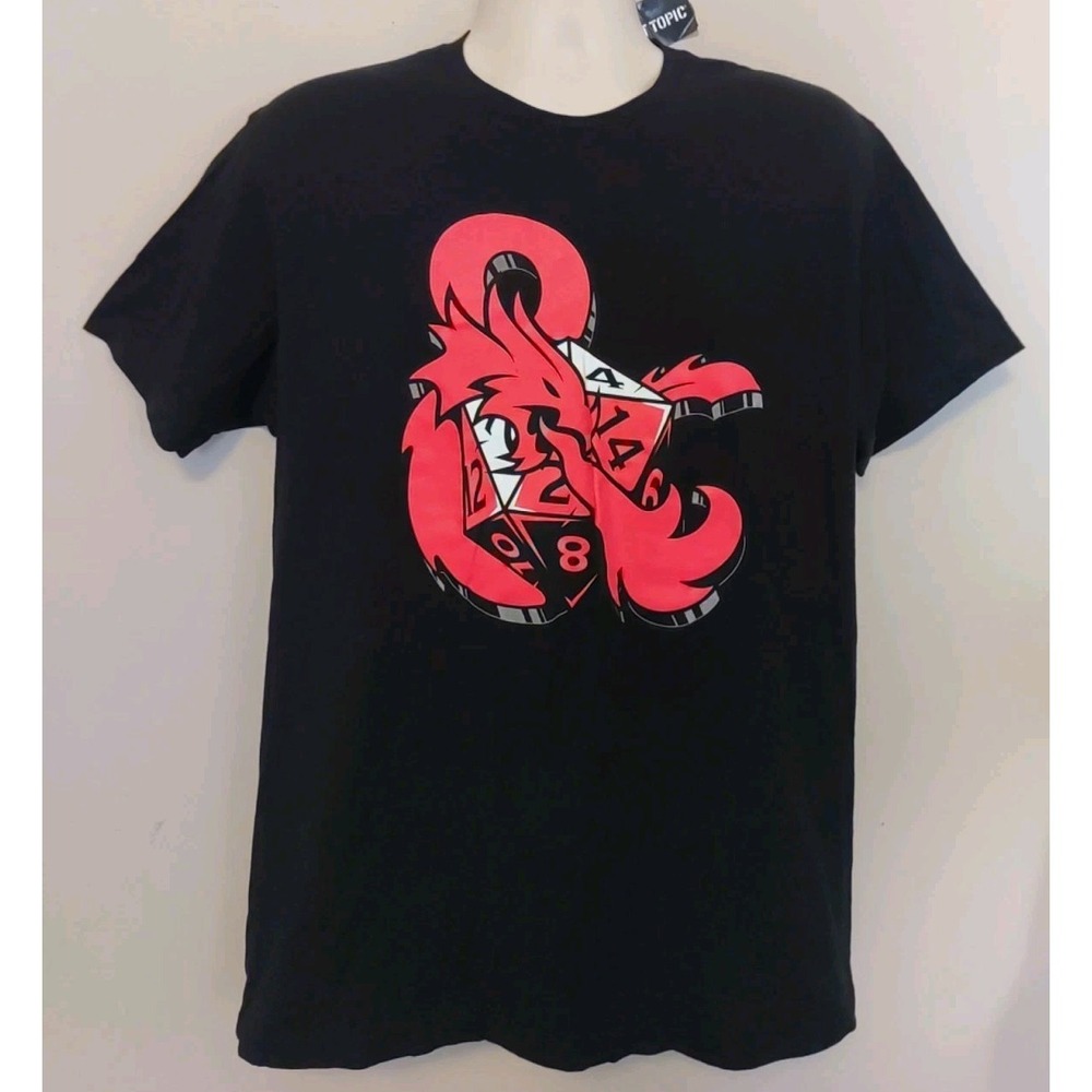 Hot Topic Dungeons And‎ Dragons Dice Black Vinyl Application Tshirt Size L
